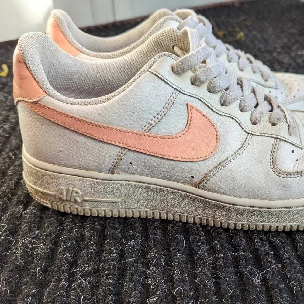 💖HP💖 Nike Air Force 1 Low Leather Trainers AH0287-102 Oracle Pink - Picture 5 of 12